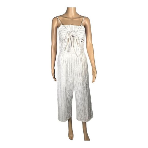 NWOT Lost + Wander Women's White Mini Zigzag Stripes Wide Leg Jumpsuit S… - Picture 2 of 11